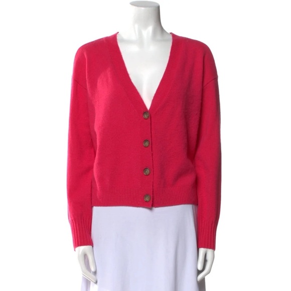 INTERMIX Roya Cashmere Pink Cardigan Sweater Button Down Long Sleeves Size Small - Picture 4 of 11